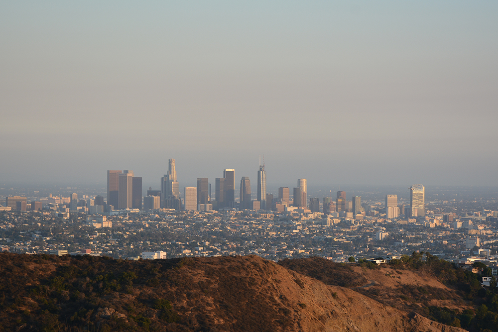 LA view from Hollywood sign viewpoint