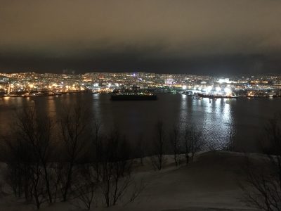 Ночной вид на Мурманск с Абрам Мыса